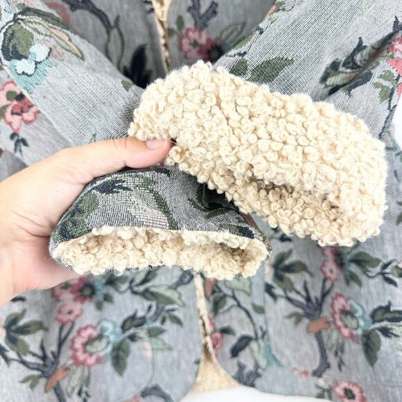 Sundance Augusta Floral Sherpa Reversible Hooded Coat Size SP Warm Cozy Oversize - Picture 7 of 13